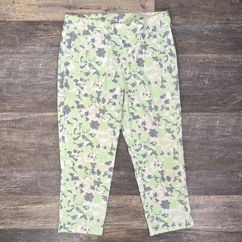 Izod green and white floral print straight leg golf pants size 12 B151